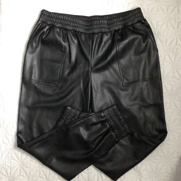 7 for all mankind faux leather joggers - Picture 2 of 6